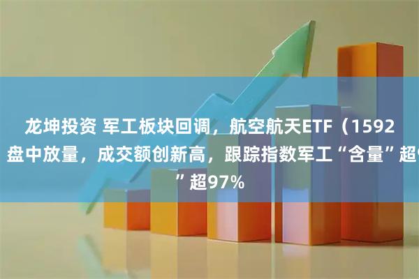 龙坤投资 军工板块回调,航空航天ETF(159227)盘中放量,成交额创新高,跟踪指数军工“含量”超97%